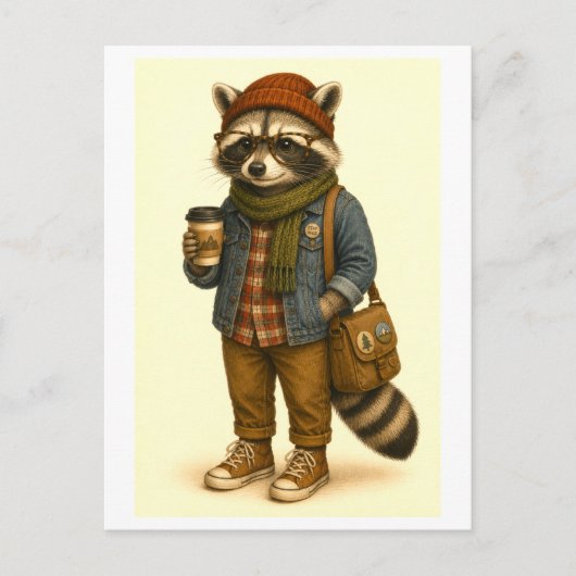 ヒップスター・アライグマのポストカード ポストカード (正面)