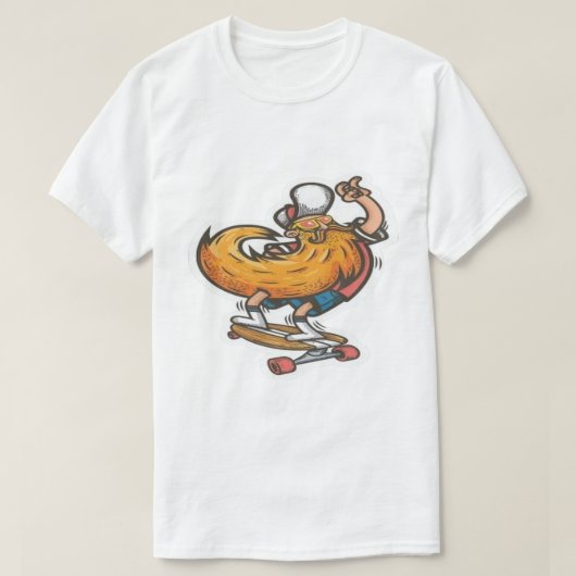 ヒップスター スケートボード ひげ男 Tシャツ (デザイン正面)