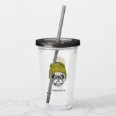 ヒップスター・パグ | カッコいい |名前の追加 アクリルタンブラー (裏面)