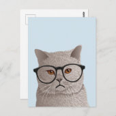 ヒップスター・ブリティッシュ・ショートヘア・キャット ポストカード (正面/裏面)