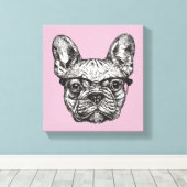 ヒップスター・ブルドッグ キャンバスプリント (インサイチュ (ウッドフロア))