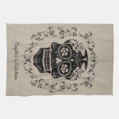 ヒップスパーソナライズされたター糖スカル キッチンタオル (横)