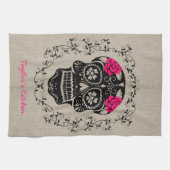 ヒップスパーソナライズされたター糖スカル キッチンタオル (横)