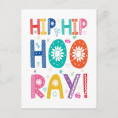 ヒップヒップフレー！おめでとう（装飾的なフォント） ポストカード (正面)