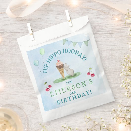 ヒップヒッポフーフーフーお誕生日パーティー フェイバーバッグ (クリップ留めされた状態)