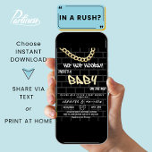 ヒップホップおむつパーティーパパコーズアーバンベイビーシャワー 招待状