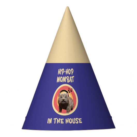 ヒップホップおもしろいウォンバットインザハウス パーティーハット (正面)