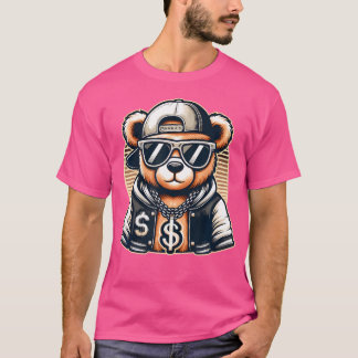 ヒップホップおもしろいテディベア90Sグラフィティアートラヴラップのィー Tシャツ