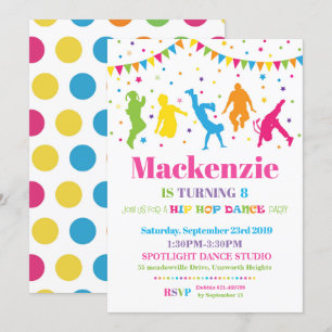 ヒップホップのダンスの誕生日のパーティの招待状の女の子 招待状