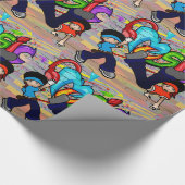 ヒップホップのダンスは音楽落書きの壁の背景をからかいます ラッピングペーパー (角)