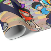 ヒップホップのダンスは音楽落書きの壁の背景をからかいます ラッピングペーパー (ロールコーナー)