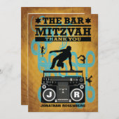 ヒップホップのバーの（ユダヤ教の）バル・ミツバーのサンキューカード サンキューカード (正面/裏面)