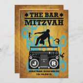 ヒップホップのバーの(ユダヤ教の)バル・ミツバーの招待状 招待状 (正面/裏面)