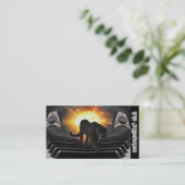 ヒップホップのヒョウはキーボードのスピーカーDJを炎にあてます 名刺 (スタンド正面)