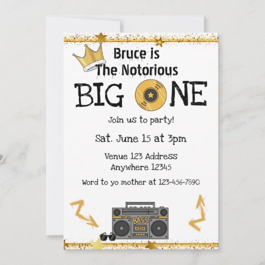 ヒップホップの大物Notorious BIGの1歳の誕生日 招待状 (正面)