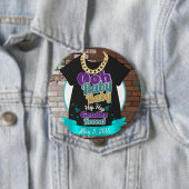 ヒップホップの性は紫色及びティール（緑がかった色）ボタンを明らかにします 缶バッジ (インサイチュ)