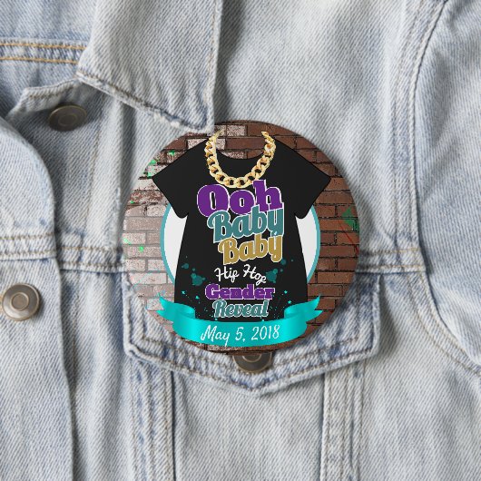 ヒップホップの性は紫色及びティール（緑がかった色）ボタンを明らかにします 缶バッジ (インサイチュ)