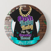 ヒップホップの性は紫色及びティール（緑がかった色）ボタンを明らかにします 缶バッジ (正面)