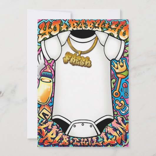 ヒップホップの落書きのベビーシャワー招待状 招待状 (正面)