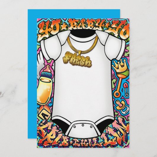 ヒップホップの落書きのベビーシャワー招待状 招待状 (正面/裏面)