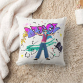 ヒップホップの落書きの女の子 クッション (ブランケット)