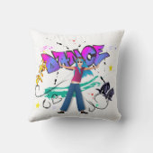 ヒップホップの落書きの女の子 クッション (裏面)
