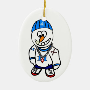 ヒップホップの話し手のクリスマスの雪だるまのオーナメント セラミックオーナメント