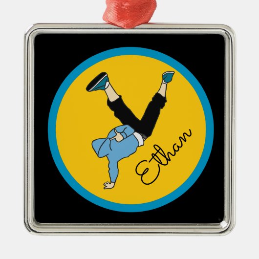 ヒップホップの通りのスタイルのモダンなダンサーの名前のギフト メタルオーナメント (正面)