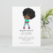 ヒップホップをテーマにした女の子の三つ編み誕生日招待状 招待状 (スタンド正面)