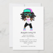 ヒップホップをテーマにした女の子の誕生日 招待状 (正面)