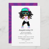 ヒップホップをテーマにした女の子の誕生日 招待状 (正面/裏面)