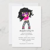 ヒップホップをテーマにした女の子誕生日招待状 招待状 (正面)