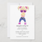 ヒップホップをテーマにした女の子誕生日招待状 招待状 (正面)