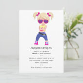 ヒップホップをテーマにした女の子誕生日招待状 招待状 (スタンド正面)