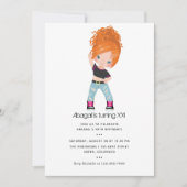 ヒップホップをテーマにした女の子誕生日 招待状 (正面)