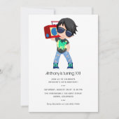 ヒップホップをテーマにした少年誕生日 招待状 (正面)