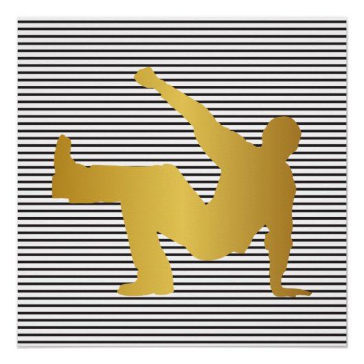 ヒップホップアーバンダンスボーイストライプ白黒 ポスター (正面)