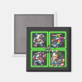 ヒップホップイースターバニーバディズネオングリーン | マグネット (正面/裏面)