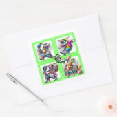 ヒップホップイースターバニーバディーズ、音楽、ネオングリーン | スクエアシール (封筒)