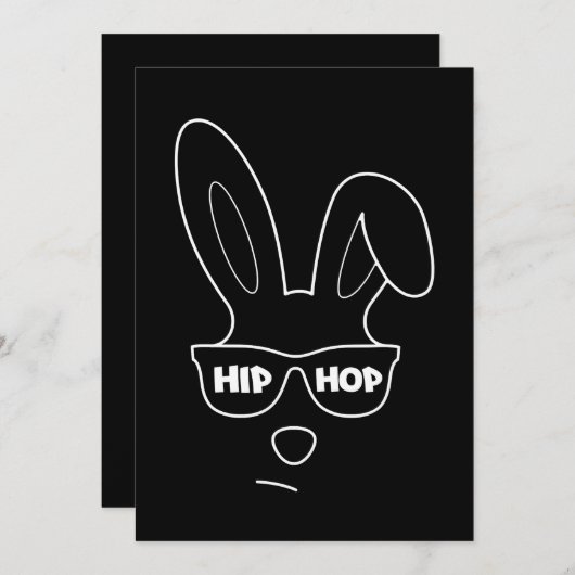 ヒップホップイースターバニー(サングラスイースター付きおもしろい) 招待状 (正面/裏面)