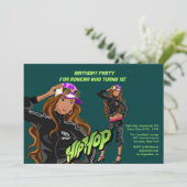 ヒップホップガールバースデーパーティーへの招待 招待状 (スタンド正面)