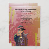 ヒップホップガールバースデーパーティーへの招待 招待状 (正面/裏面)