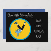 ヒップホップクール十代の男の子の誕生日パーティー 招待状 (正面/裏面)