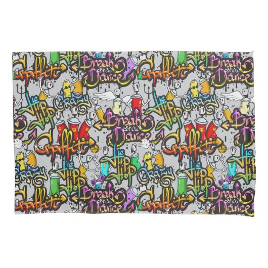 ヒップホップグラフィティピロロケース 枕カバー (正面)