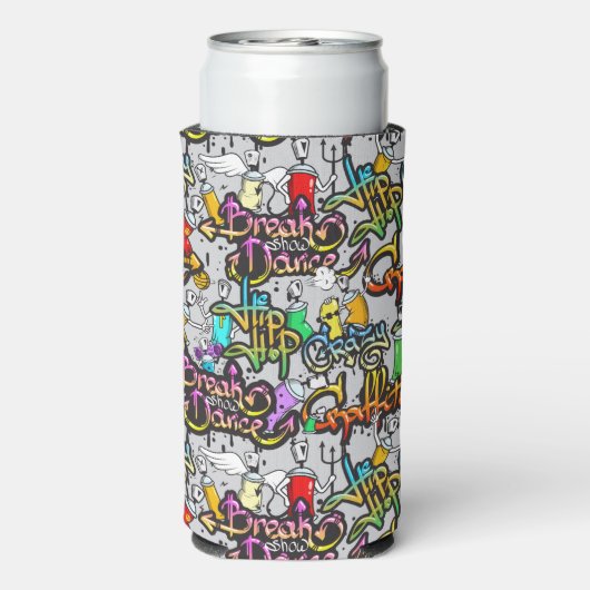 ヒップホップグラフィティ名前をカスタムする スリム缶クーラー (Seltzer裏面)