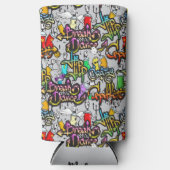 ヒップホップグラフィティ名前をカスタムする スリム缶クーラー (正面)