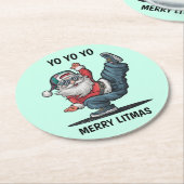 ヒップホップサンタクロースクリスマス紙コースター ラウンドペーパーコースター (アングル)