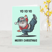 ヒップホップサンタクロースクリスマス カード (黄色い花)