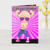 ヒップホップシークレットメッセージブロンドガールズハッピーバースデー カード (黄色い花)