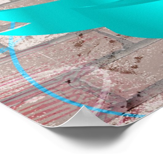 ヒップホップジェンダーリビールポスターパープルとティール(緑がかった色) ポスター (角)